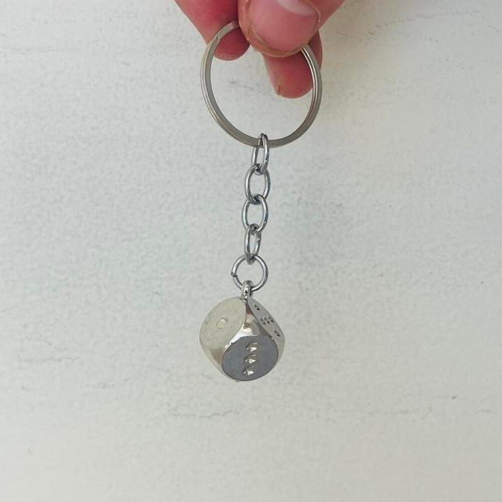 Y2k 2000s vintage style silver dice key chain